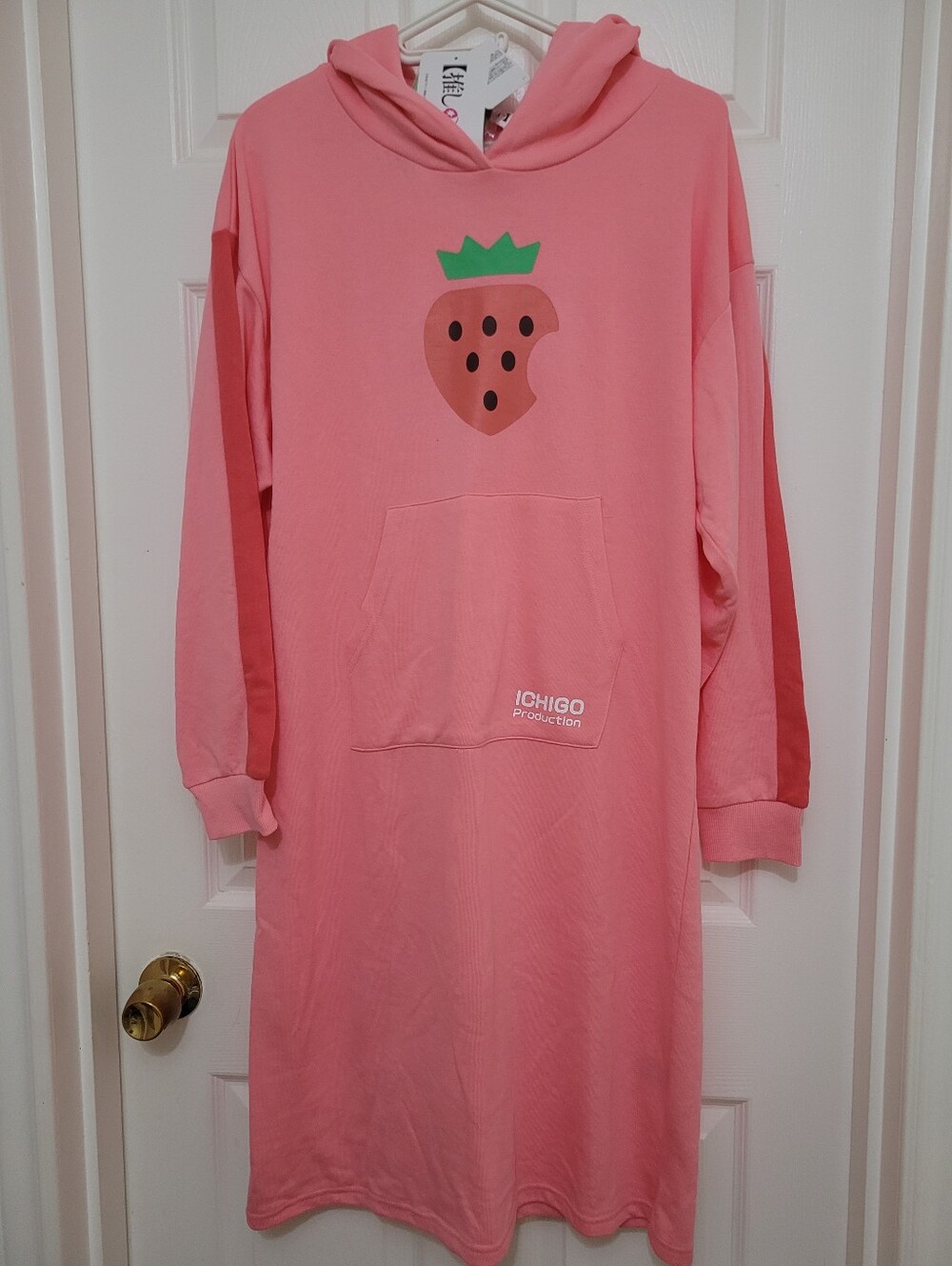 Strawberry Long Hoodie Dress - Pink / Size L (Ichigo Production) NWT
